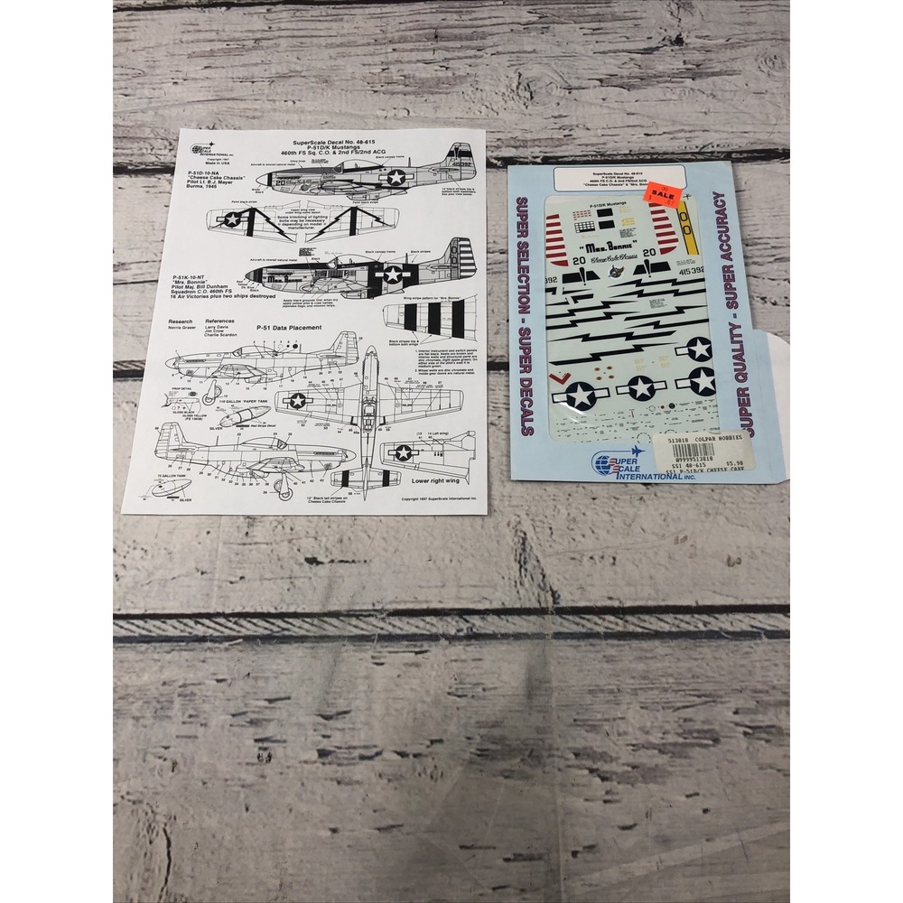 SUPER SCALE 1/48 P-51D/K MUSTANGS DECALS 48-615, 460th FS CO & 2nd FS/2nd ACG